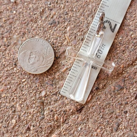 Vintage WATERFORD carved clear crystal 925 sterling silver necklace pendant - Picture 10 of 16